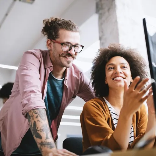 Successful company with happy workers