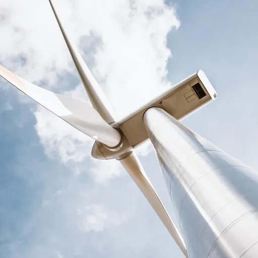 wind turbine, from a low angle